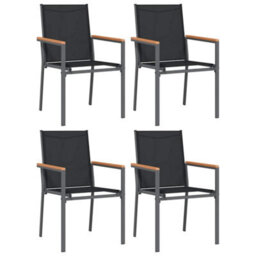 Walplus 5 Piece Garden Dining Set Black Textilene And Steel - thumbnail 4