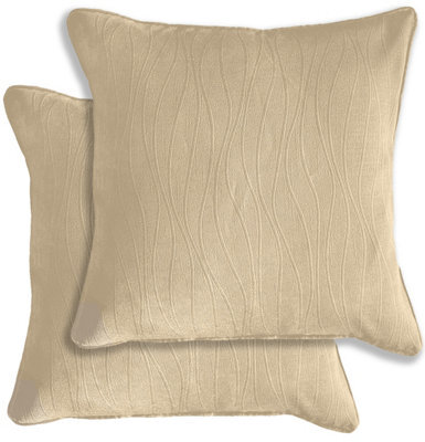 Enhanced Living Pair Of Goodwood Cream Textured Wave Pattern Cushion Covers - 43X43Cm - Cases Only - image 1