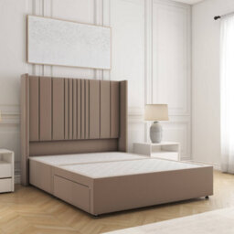 Bsspoke Charlotte Divan Bed Set Mink Plush Velvet With 54Inch Headboard & 2 Drawers Footend & No Mattress In All Sizes - thumbnail 2