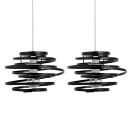 First Choice Lighting Set Of 2 Black Metal Swirl Easy Fit Light Shades - thumbnail 1