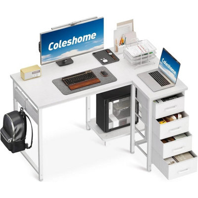 Computer Desk White 100X70Cm Reversible L-Shaped Office Desk - image 1