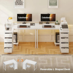 Computer Desk White 100X70Cm Reversible L-Shaped Office Desk - thumbnail 4