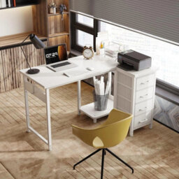 Computer Desk White 100X70Cm Reversible L-Shaped Office Desk - thumbnail 5