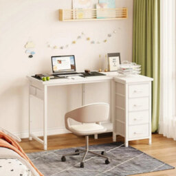 Computer Desk White 100X70Cm Reversible L-Shaped Office Desk - thumbnail 6