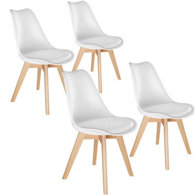 Tectake Set Of 4 Dining Chair Frederikke With Padded Seat, Ergonomic Shape, And Wooden Legs  - White - image 1