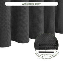 INHOUSOLU HOME DÉCOR Inhousolu Home Decor Luxurious Waffle Weave Shower Curtain 230 Gsm Heavy Duty Water Repellent Machine Washable - thumbnail 6