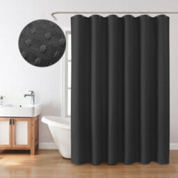 INHOUSOLU HOME DÉCOR Inhousolu Home Decor Bathroom Shower Curtain 72X72In, Black Waffle Weave Heavy Duty 230Gsm,waterproof Machine Washable,hotel Style
