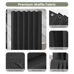 INHOUSOLU HOME DÉCOR Inhousolu Home Decor Luxurious Waffle Weave Shower Curtain 230 Gsm Heavy Duty Water Repellent Machine Washable - thumbnail 3
