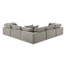 Xample Aiden And Ivy Sereen 6 Piece Modular Sofa Beige Fabric Feather Cushion Corner Sofa Set Ottoman Pillows Large Seating - thumbnail 8
