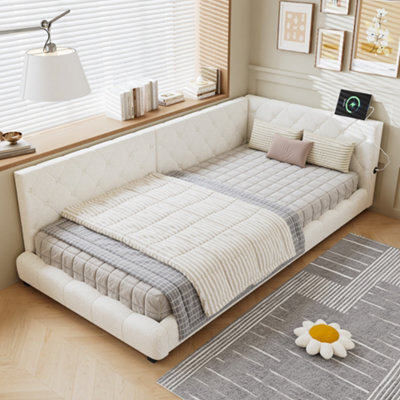 Matteo Beige Velvet Upholstered 3Ft Single Bed Frame With Padded Headboard & Side Rails 90X190Cm - image 1