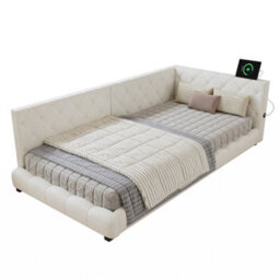 Matteo Beige Velvet Upholstered 3Ft Single Bed Frame With Padded Headboard & Side Rails 90X190Cm - thumbnail 7