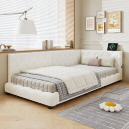 Matteo Beige Velvet Upholstered 3Ft Single Bed Frame With Padded Headboard & Side Rails 90X190Cm - thumbnail 3