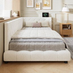 Matteo Beige Velvet Upholstered 3Ft Single Bed Frame With Padded Headboard & Side Rails 90X190Cm - thumbnail 2