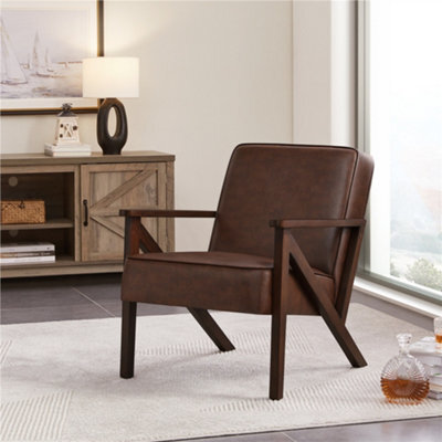 Yaheetech Dark Brown Extra-Wide Faux Leather Armchair - image 1