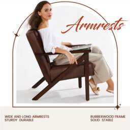 Yaheetech Dark Brown Extra-Wide Faux Leather Armchair - thumbnail 5