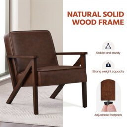 Yaheetech Dark Brown Extra-Wide Faux Leather Armchair - thumbnail 8