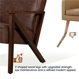 Yaheetech Dark Brown Extra-Wide Faux Leather Armchair - thumbnail 4