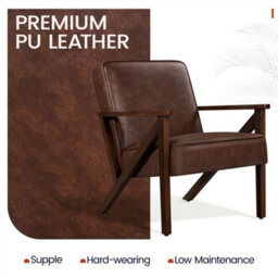 Yaheetech Dark Brown Extra-Wide Faux Leather Armchair - thumbnail 7