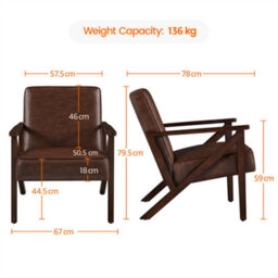 Yaheetech Dark Brown Extra-Wide Faux Leather Armchair - thumbnail 3