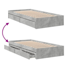 Berkfield Bed Frame With Drawers Without Mattress Concrete Grey 90X190 Cm Single - thumbnail 7