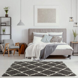 The Rugs Moroccan Shaggy Rugs And Runners Soft  High Pile Dark Grey And Ivory Living Room Kitchen Hallway 740 - thumbnail 5