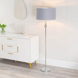 Valuelights Marissa Chrome Stacked Ball Floor Lamp With Grey/chrome Shade - Led Bulb Included