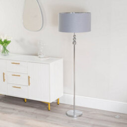Valuelights Marissa Chrome Stacked Ball Floor Lamp With Grey/chrome Shade - Led Bulb Included - thumbnail 4