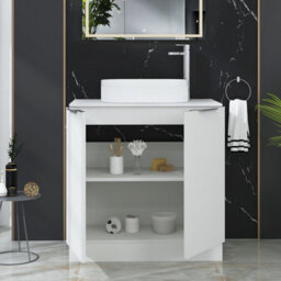 Royal Bathrooms Evora 800mm Matt White Fluted Floor Standing Countertop Vanity Unit 2 Door With Lyon Basin - thumbnail 3