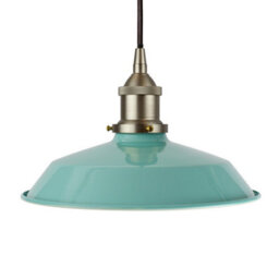 Duck Egg Blue Small Trinity Metal Painted Dome Pendant Light With Brushed Chrome Lamp Holder And Black Round Cable - Se Home