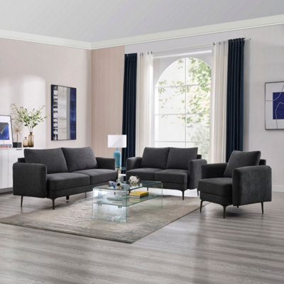 More4Homes Sofia 1+2+3 Seater Fabric Sofa Set Charcoal - image 1