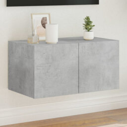 Berkfield Tv Wall Cabinet With Led Lights Concrete Grey 60X35X31 Cm - thumbnail 1