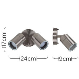 Valuelights Barrow Ip44 Rated Stainless Steel Outdoor Garden Twin Wall Spotlight With Led Bulb - thumbnail 8