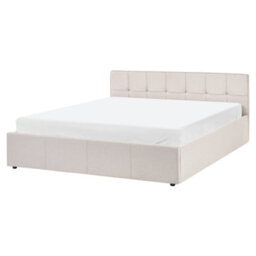 Beliani Ottoman Bed Lauresses Fabric Light Beige 160 X 200 Cm (Eu King Size) - thumbnail 5