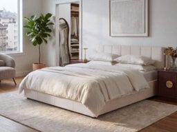 Beliani Ottoman Bed Lauresses Fabric Light Beige 160 X 200 Cm (Eu King Size) - thumbnail 2