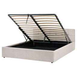 Beliani Ottoman Bed Lauresses Fabric Light Beige 160 X 200 Cm (Eu King Size) - thumbnail 1