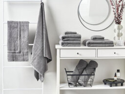 Beliani Set Of 9 Towels Mitiaro Terry Cotton Grey - thumbnail 2