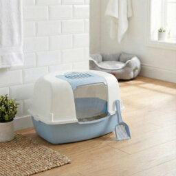 Urbn-Living Urbnliving Light Blue Large Cat Corner Litter Tray Hooded Deep Cover Toilet Flap Box With Filter & Scoop - thumbnail 3