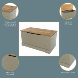 Core Products Corona Classic Pine Storage Trunk - Grey And Antique Wax Solid Wood Box 45 X 90 X 47Cm - thumbnail 9