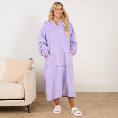 Ohs Long Hoodie Blanket Soft Sherpa Fleece Oversized Sweatshirt - Lilac - image 1