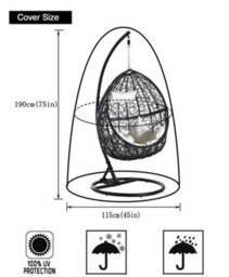 Egg-Shaped Hanging Chair Cover With Zipper, 115 X 190 Cm (Height), 1 Piece Waterproof (Hanging Not Included) - thumbnail 5
