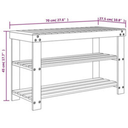 Berkfield Shoe Rack 3-Tier 70X27.5X45 Cm Bamboo - thumbnail 7