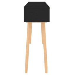 Berkfield Console Table Black 105X30X75 Cm Solid Wood Pine&natural Rattan - thumbnail 4