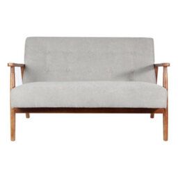 Living And Home Gray Retro Wooden Frame 2 Seats Sofa With Backrest W 1260 mm - thumbnail 3