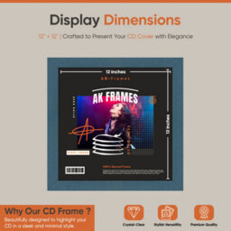 "12X12""  Navy Blue Modern Vinyl Record Frame For 12 Inch Lp Album Covers - Elegant Wall Display - Ak Frames" - thumbnail 2