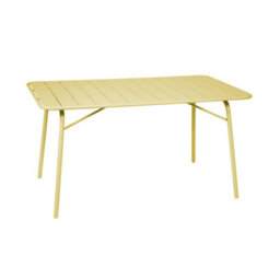 Sweeek - Metal Folding Garden Table 140Cm, Seats 4 Yellow 141.2X80X72.5 Cm - Amelia 140Cm - thumbnail 2