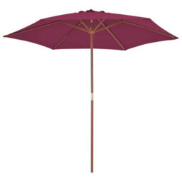 Berkfield Elegant Outdoor Parasol With Wooden Pole 270 Cm Bordeaux Red - thumbnail 1