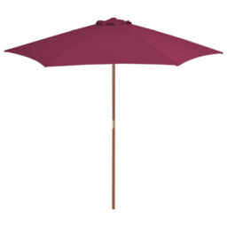 Berkfield Elegant Outdoor Parasol With Wooden Pole 270 Cm Bordeaux Red - thumbnail 2