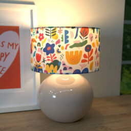 Valuelights Bosco Stone Natural Ceramic Table Lamp With Jungle Print Drum Shade - thumbnail 1