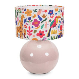 Valuelights Bosco Stone Natural Ceramic Table Lamp With Jungle Print Drum Shade - thumbnail 2