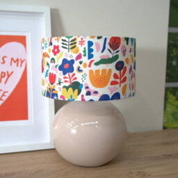 Valuelights Bosco Stone Natural Ceramic Table Lamp With Jungle Print Drum Shade - thumbnail 3